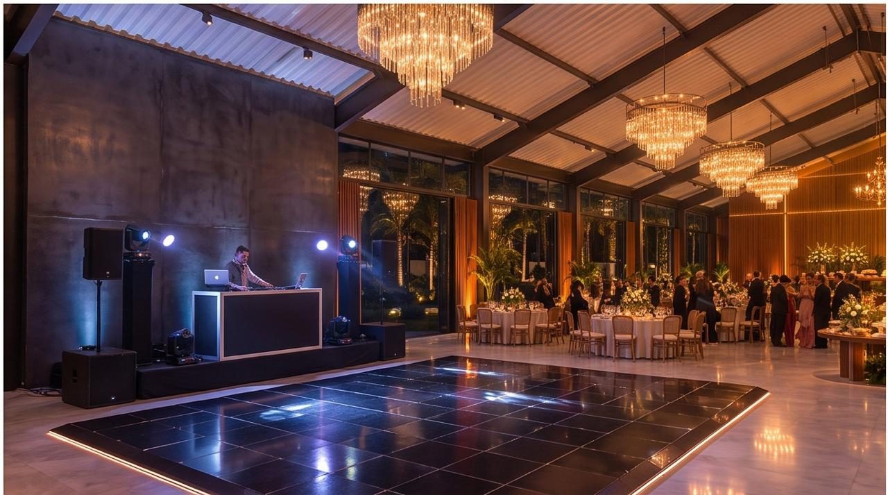 Prévia da iluminação do novo salão Maison Daniela, com lustres de cristal